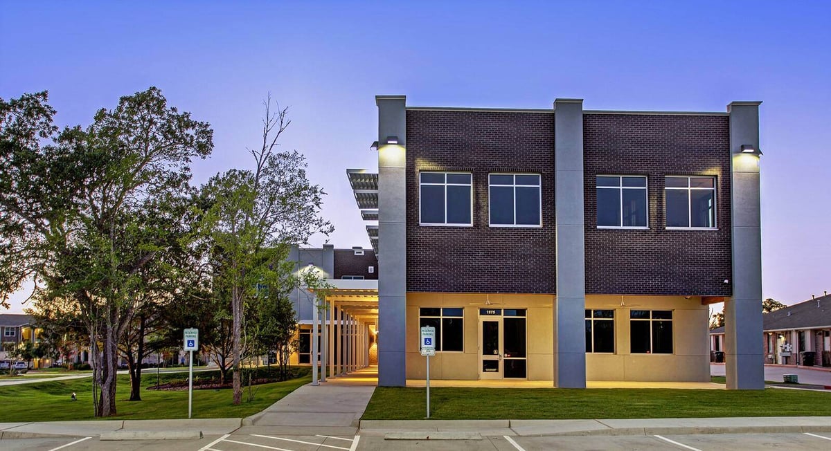 Front elevation of a commercial building post-renovation by GSD Construction in Houston, TX